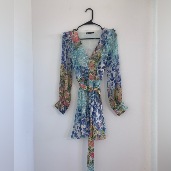 Zara Springtime Patchwork Floral Belted Dress - Picture 11 of 16